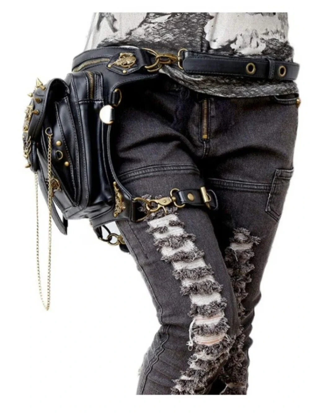 STEEL MOSTER Gothic Steampunk Handbag For Men and Women Hiking Fanny Pack.